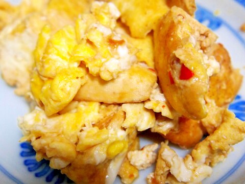 豆腐と卵のピリ辛炒め